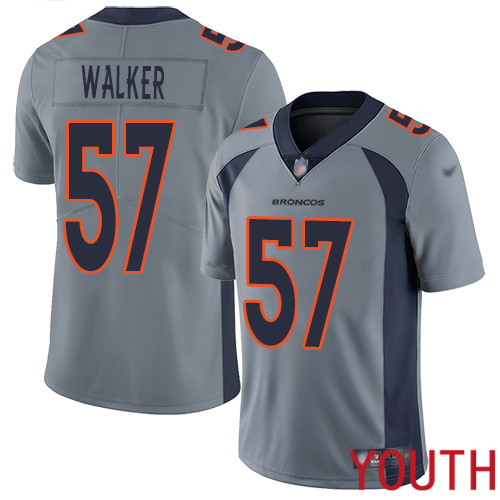 Youth Denver Broncos #57 Demarcus Walker Limited Silver Inverted Legend Football NFL Jersey
